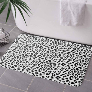 Leopard Print Black and White Bath Mat