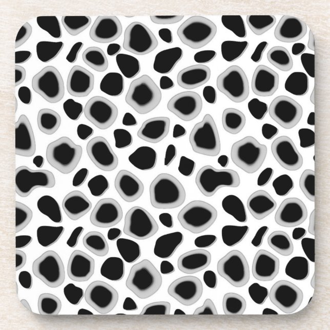 Leopard Print - Black and White Coaster (Front)