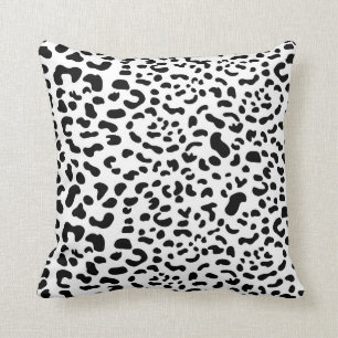 Leopard print - Black and White Cushion