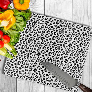 Leopard Print Black and White Cutting Board