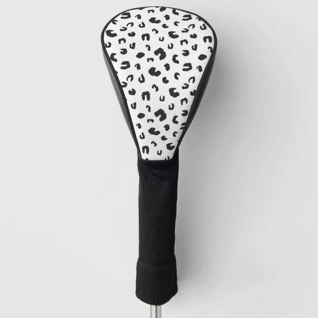 Leopard Print Black and White Golf Head Cover (Front)