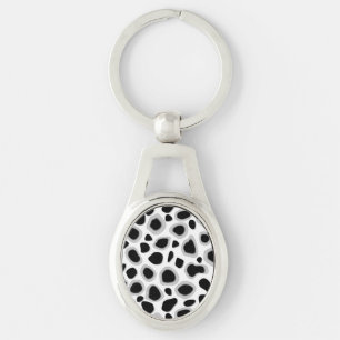 Leopard Print - Black and White Key Ring