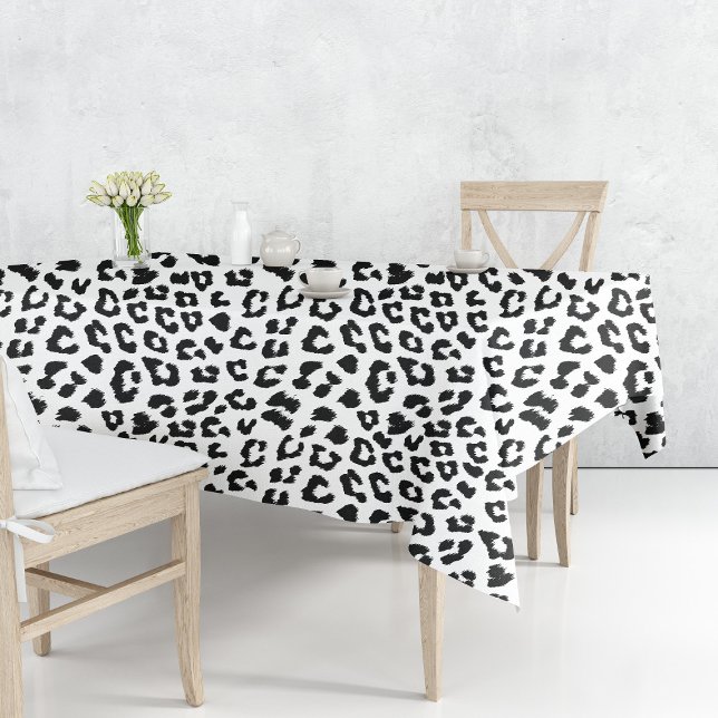 Leopard Print Black and White Tablecloth (Leopard Print Black and White Tablecloth by Looly Elzayat
)