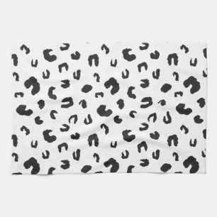 Leopard Print Black and White Tea Towel
