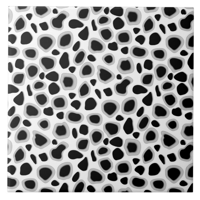 Leopard Print - Black and White Tile (Front)