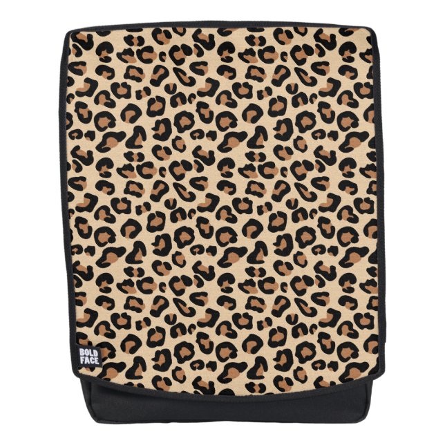 Leopard Print, Black, Brown, Rust and Tan Backpack (Front)