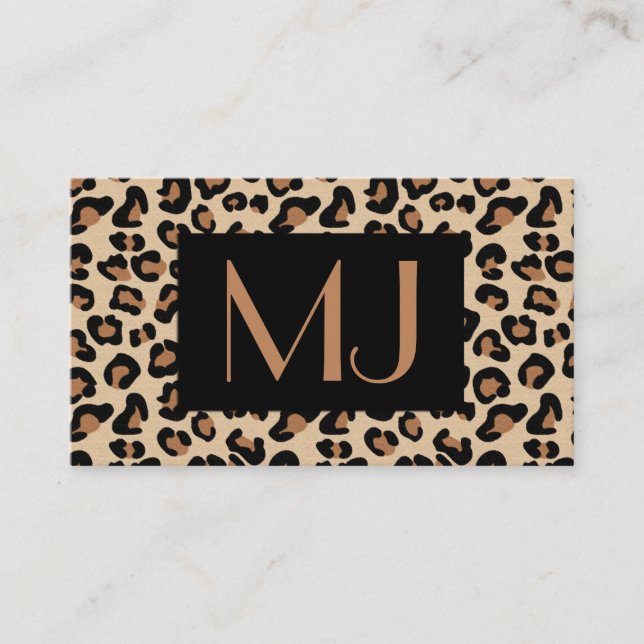 Leopard Print, Black, Brown, Rust and Tan Business Card (Front)