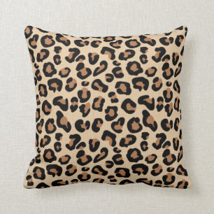 Leopard Print, Black, Brown, Rust and Tan Cushion