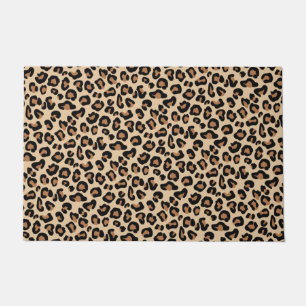 Leopard Print, Black, Brown, Rust and Tan Doormat