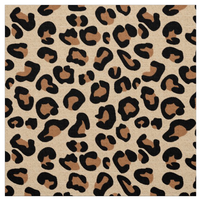 Leopard Print, Black, Brown, Rust and Tan Fabric (Swatch)