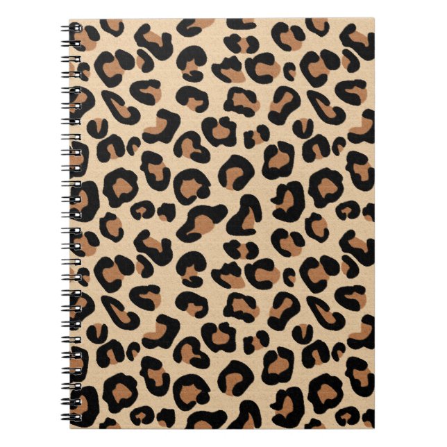 Leopard Print, Black, Brown, Rust and Tan Notebook (Front)