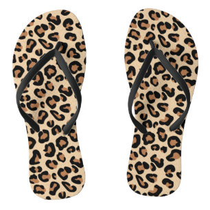 Leopard Print, Black, Brown, Rust and Tan Thongs
