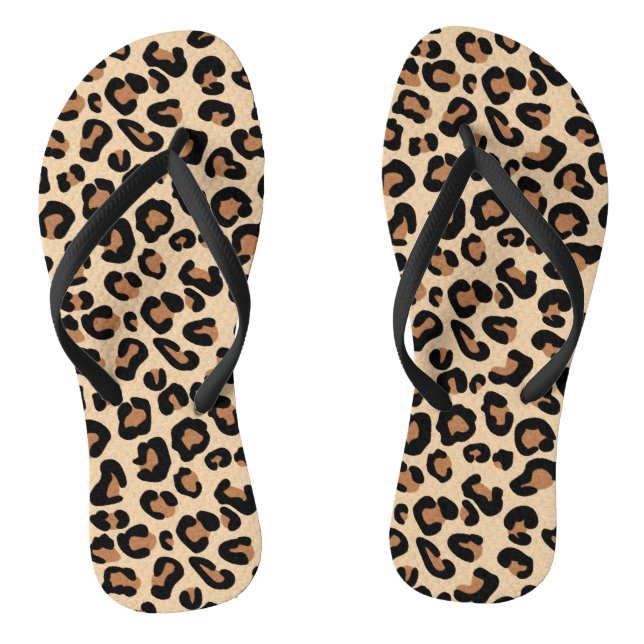 Leopard Print, Black, Brown, Rust and Tan Thongs (Footbed)