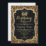 Leopard Print Black Gold 60th Birthday Invitation<br><div class="desc">60th leopard print black gold  birthday invitation. Elegant design with faux glitter gold. Features leopard cheetah animal print and script font. Perfect for a glam women's birthday party. Can be personalized into any year! Message me if you need further customization. Printed Zazzle invitations or instant download digital printable template.</div>