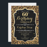 Leopard Print Black Gold 60th Birthday Invitation<br><div class="desc">60th leopard print black gold  birthday invitation. Elegant design with faux glitter gold. Features leopard cheetah animal print and script font. Perfect for a glam women's birthday party. Can be personalized into any year! Message me if you need further customization. Printed Zazzle invitations or instant download digital printable template.</div>