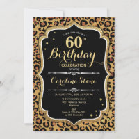 Leopard Print Black Gold 60th Birthday