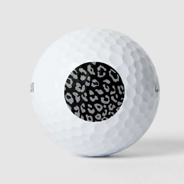 Leopard Print Black Grey Golf Balls (Front)