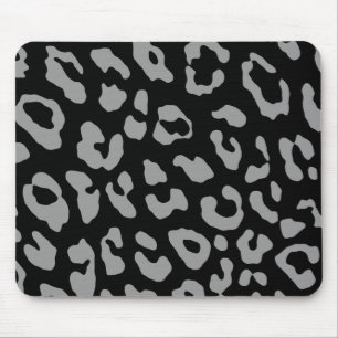 Leopard Print Black Grey Mouse Pad