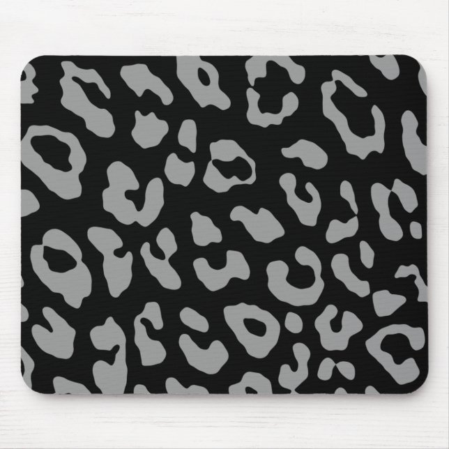 Leopard Print Black Grey Mouse Pad (Front)