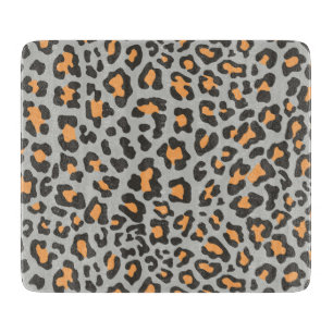 Leopard Print Black, Grey, Orange Cutting Board