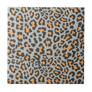 Leopard Print Black, Grey, Orange Tile