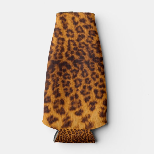 Leopard print black spotted Skin Texture Template Bottle Cooler (Front)