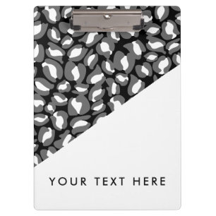 Leopard Print Black White Gold Your text here Clipboard