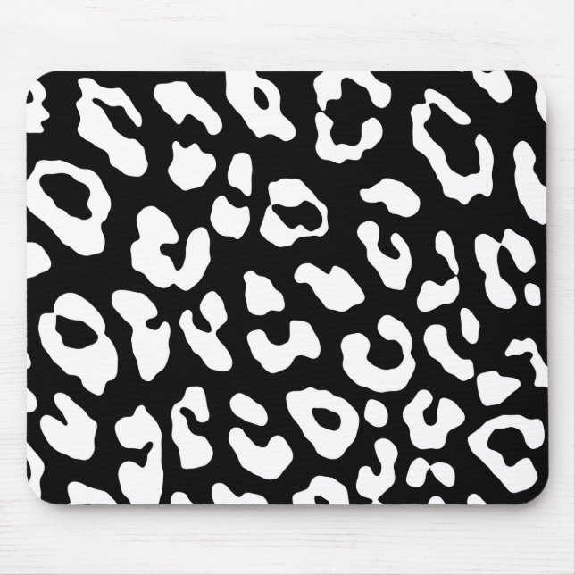 Leopard Print Black White Mouse Pad (Front)