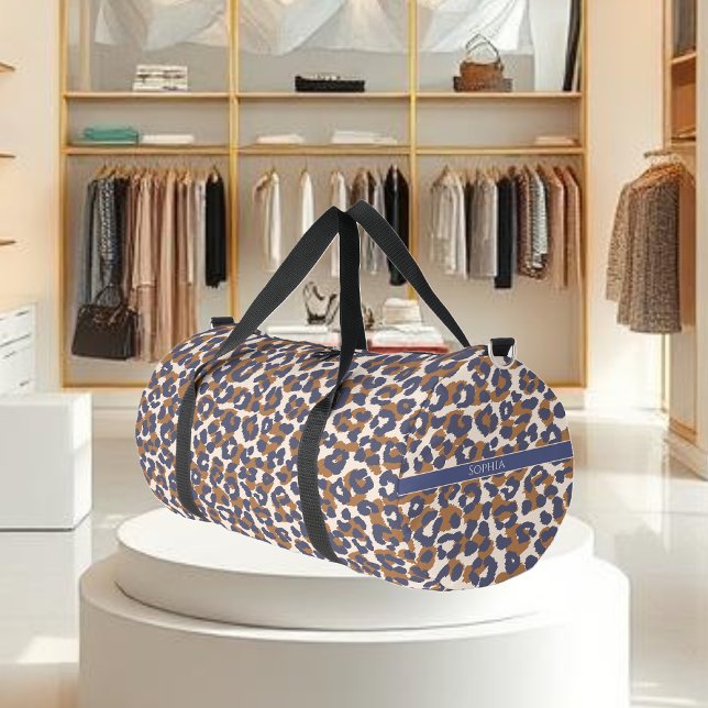 Leopard Print-Blue and Brown- Duffle Bag (Leopard Print-Blue and Brown- Duffle Bag )