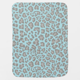 Leopard Print Blue and Grey Baby Blanket