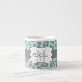 Leopard Print Blue and Grey Espresso Mug