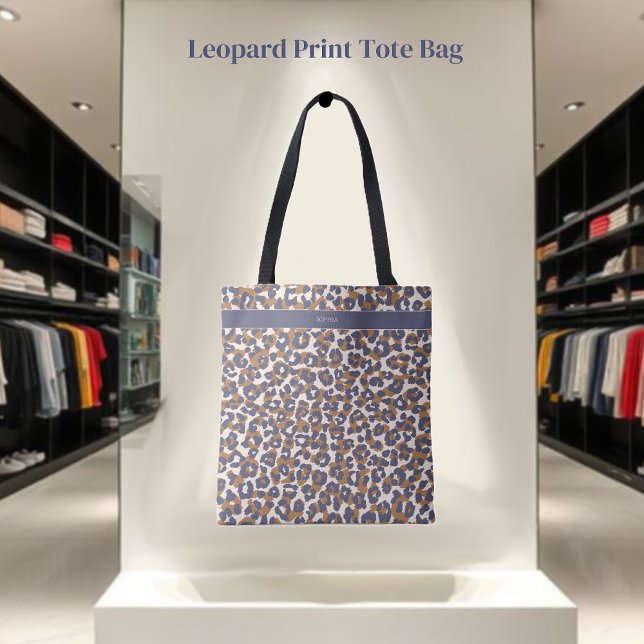Leopard Print-Blue Brown- Tote Bag (Leopard Print-Blue Brown- Tote Bag )