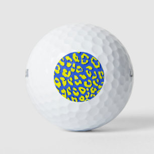 Leopard Print Blue Yellow Golf Balls