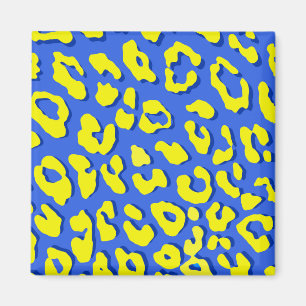 Leopard Print Blue Yellow Magnet