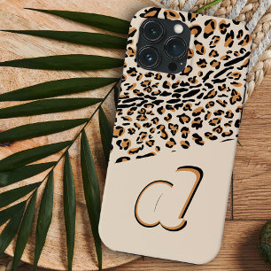 Leopard Print Bold Pop Initial Natural iPhone 13 Pro Max Case