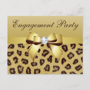 Leopard Print, Bow & Diamond Engagement Party Invitation
