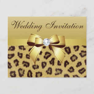 Leopard Print, Bow & Diamond Wedding Invitation