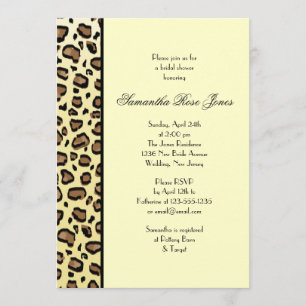 Leopard Print Bridal Shower Invitation Left Stripe
