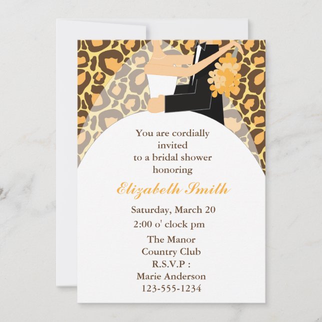 Leopard Print Bride and Groom Wedding Shower Invitation (Front)