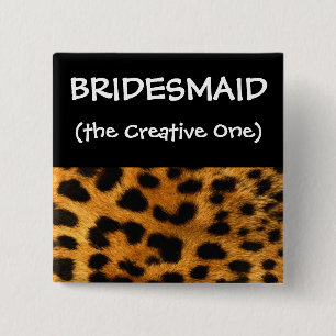 Leopard Print Bridesmaid Button