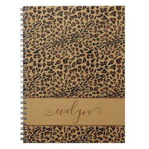 Leopard Print Brown and Black Personalised Notebook