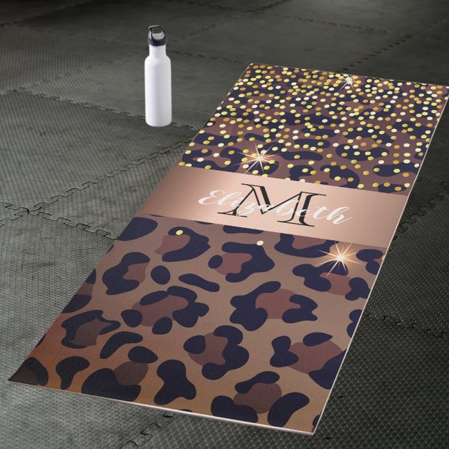 Leopard print brown black monogram yoga mat (Creator Uploaded)