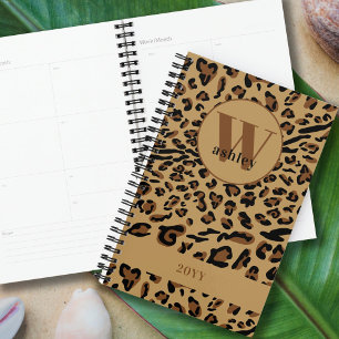 Leopard Print Brown Black Monogrammed 2023 Planner