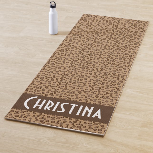 Leopard Print Brown Pattern Personalise Yoga Mat (In Situ)