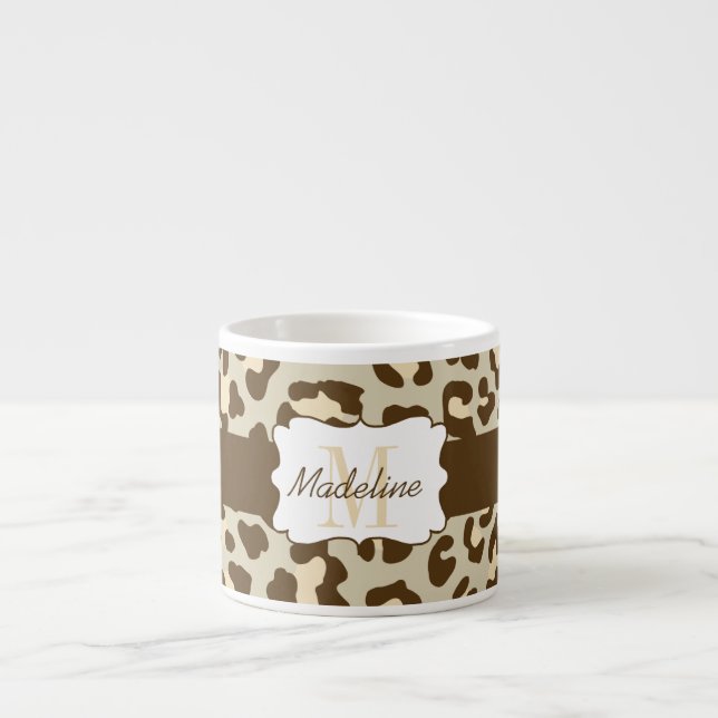 Leopard Print Brown Tan Peach Espresso Mug (Front)