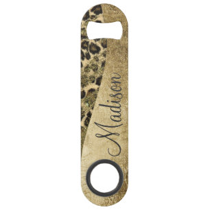 Leopard Print Brushstrokes & Faux Glitter Monogram