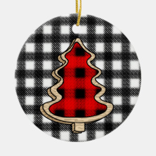 Leopard Print, Buffalo Plaid, Christmas Trees    Ceramic Ornament