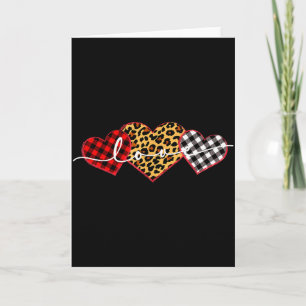 Leopard Print Buffalo Plaid Love Valentines Day He Card
