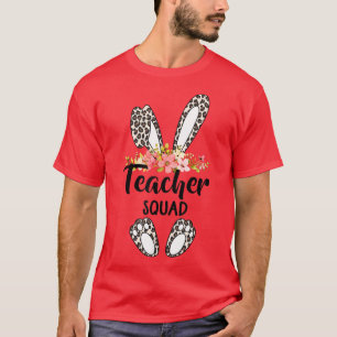 Leopard Print Bunny Teacher Squad , Easter Day T-Shirt