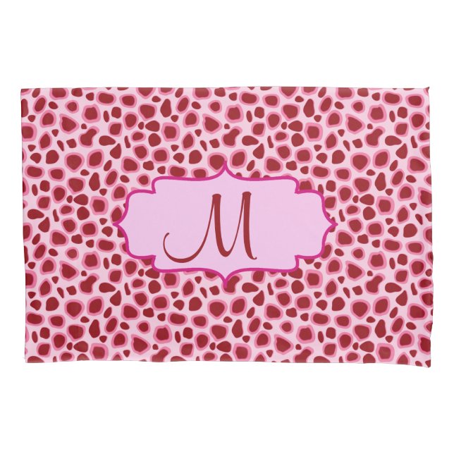 Leopard Print - Burgundy and Pink Pillowcase (Front)